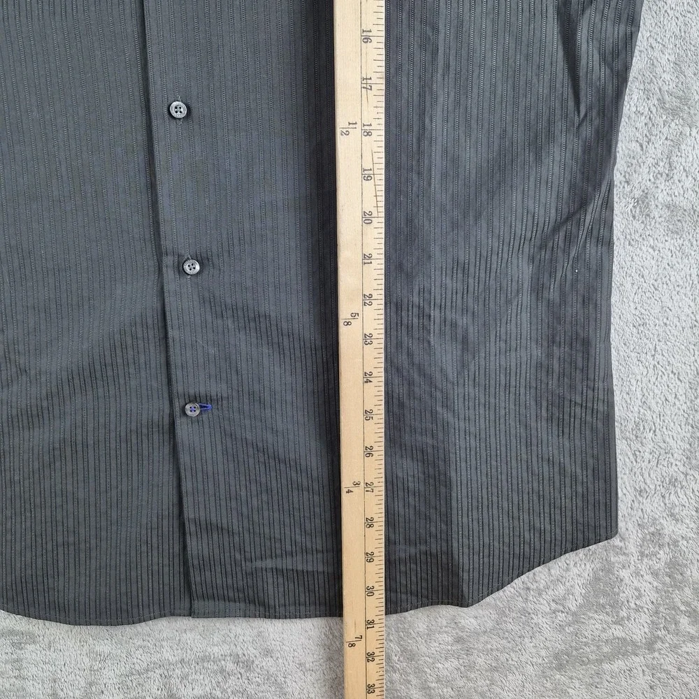 Vintage Banana Republic Shirt Large 16/16.5 Gray Striped Double Flip Cuff Office